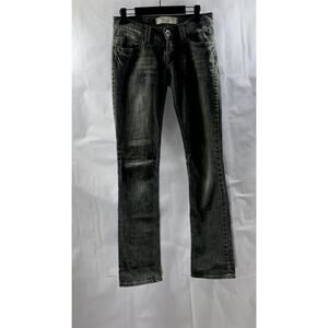 MOTOR JEANS Women's Washed Black Straight-Leg Denim Distressed Jean SZ 26